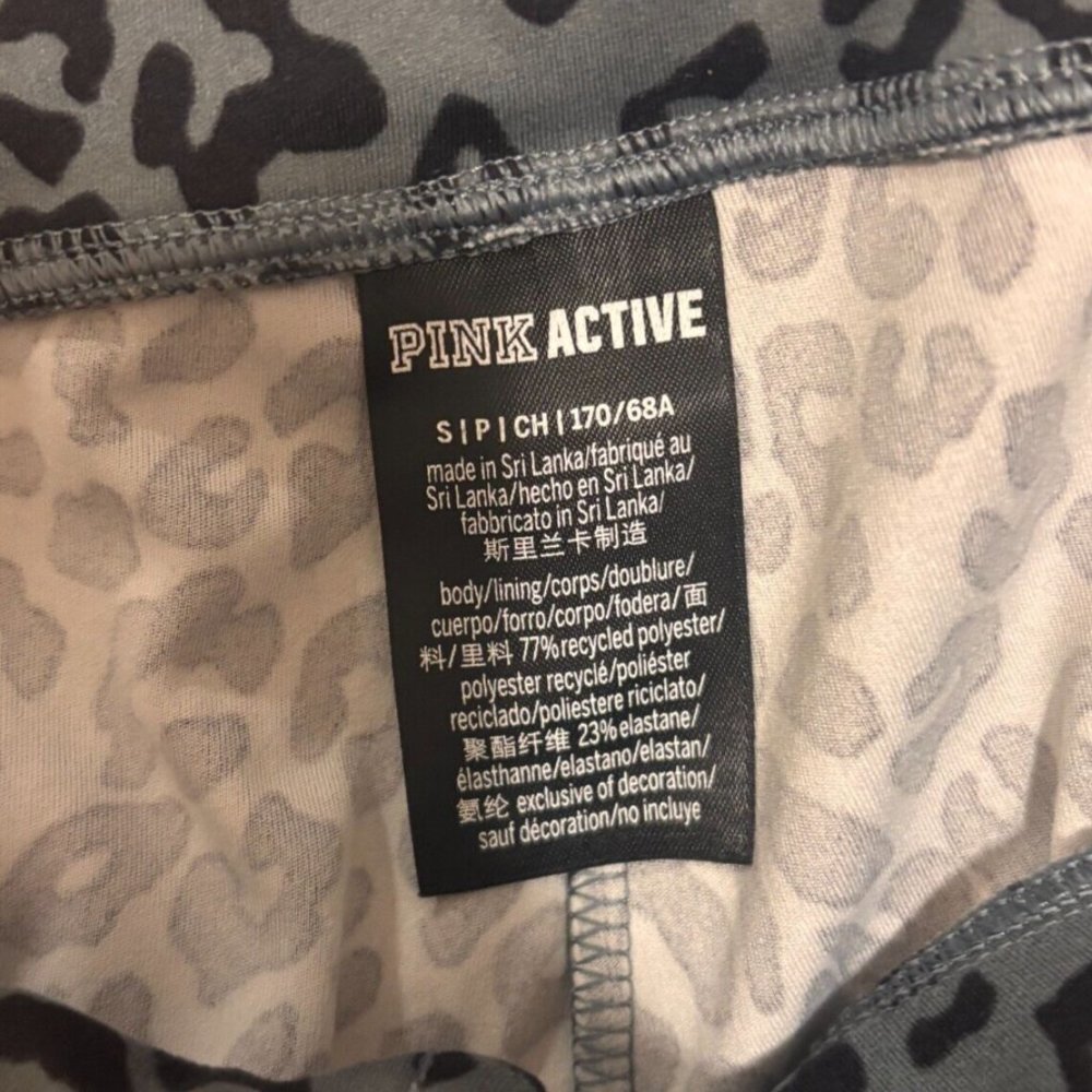 Victorias Secret PINK High Waist Full Length Ruched V Legging Small Leopard Gray - Picture 6 of 6